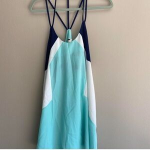 Blue/white color block dress
